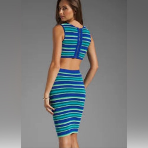 Torn by Ronny Kobo Harlow 2 piece skirt set teal small vibrant spring bodycon - Picture 4 of 7